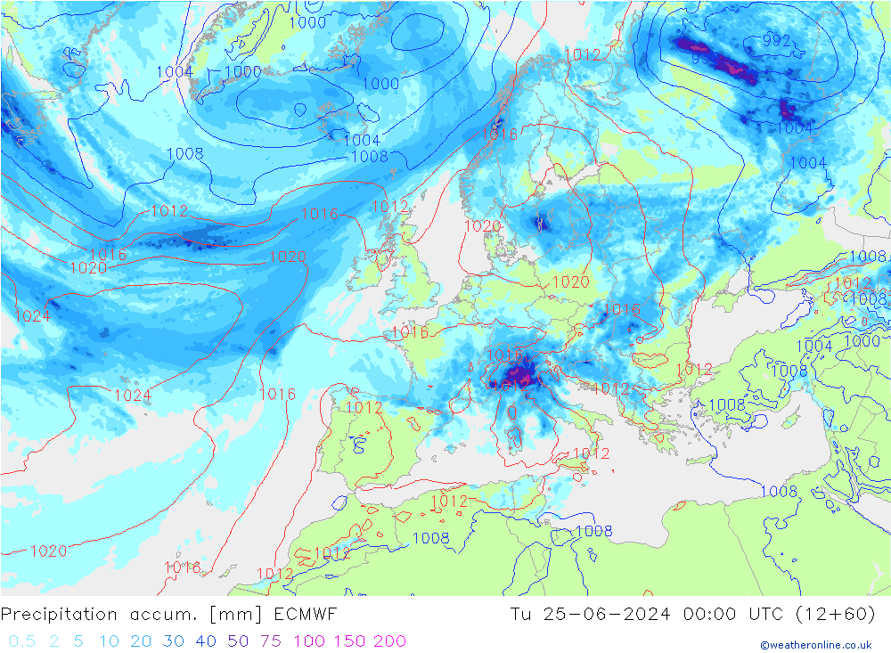 Précipitation accum. ECMWF mar 25.06.2024 00 UTC