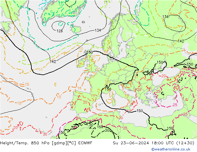 Z500/Rain (+SLP)/Z850 ECMWF Dom 23.06.2024 18 UTC