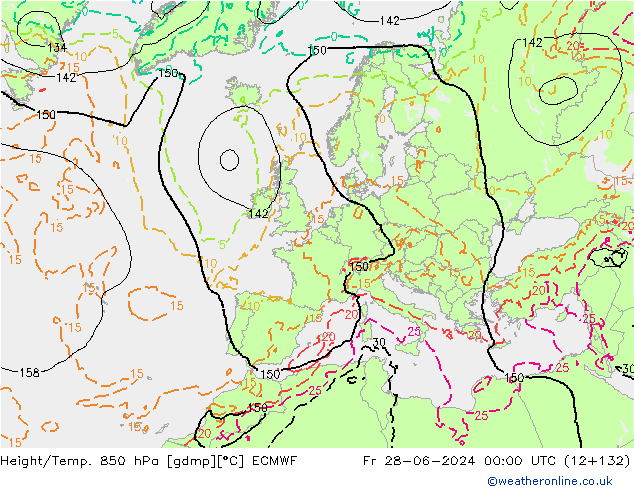 Z500/Rain (+SLP)/Z850 ECMWF ven 28.06.2024 00 UTC