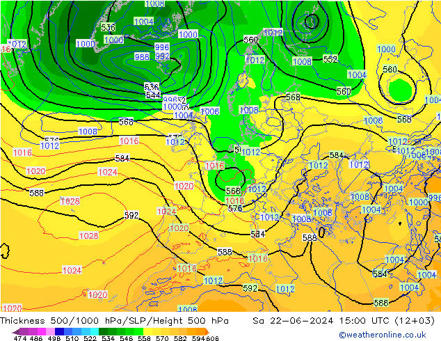 Thck 500-1000hPa ECMWF 星期六 22.06.2024 15 UTC