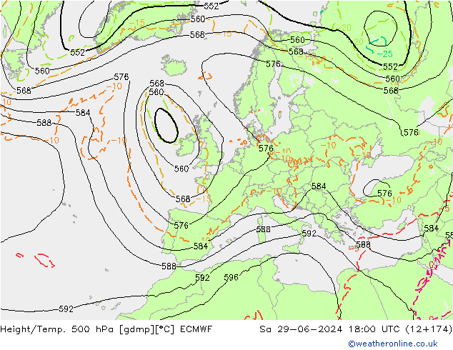 Z500/Rain (+SLP)/Z850 ECMWF Sa 29.06.2024 18 UTC