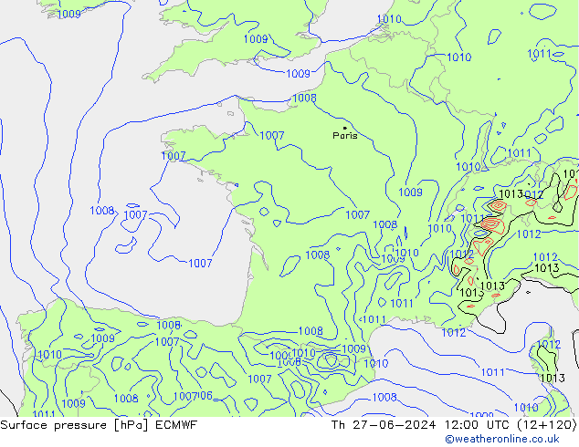 Yer basıncı ECMWF Per 27.06.2024 12 UTC