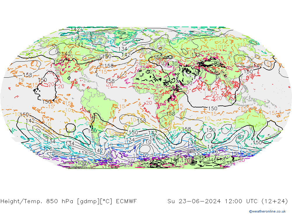 Z500/Rain (+SLP)/Z850 ECMWF 星期日 23.06.2024 12 UTC