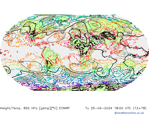 Z500/Rain (+SLP)/Z850 ECMWF вт 25.06.2024 18 UTC
