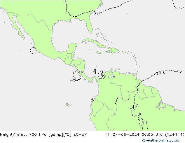 Géop./Temp. 700 hPa ECMWF jeu 27.06.2024 06 UTC