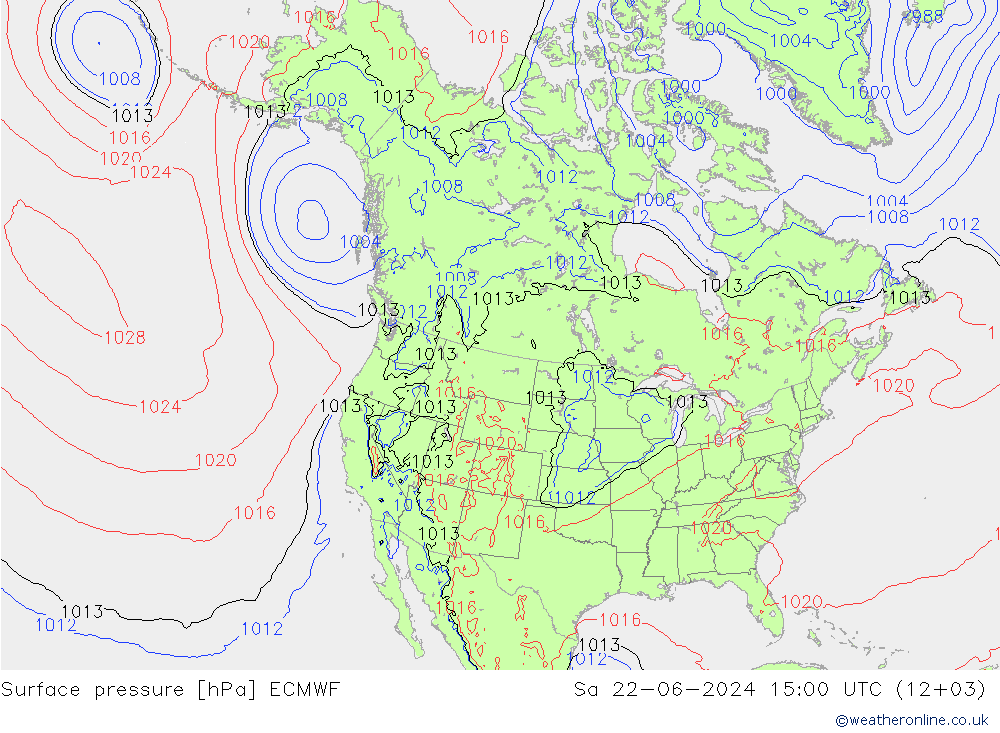 Yer basıncı ECMWF Cts 22.06.2024 15 UTC