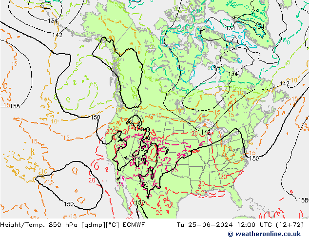 Z500/Rain (+SLP)/Z850 ECMWF вт 25.06.2024 12 UTC