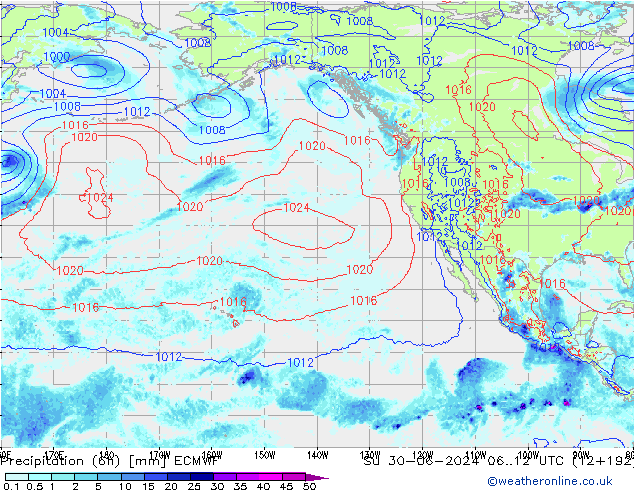 Z500/Rain (+SLP)/Z850 ECMWF dim 30.06.2024 12 UTC