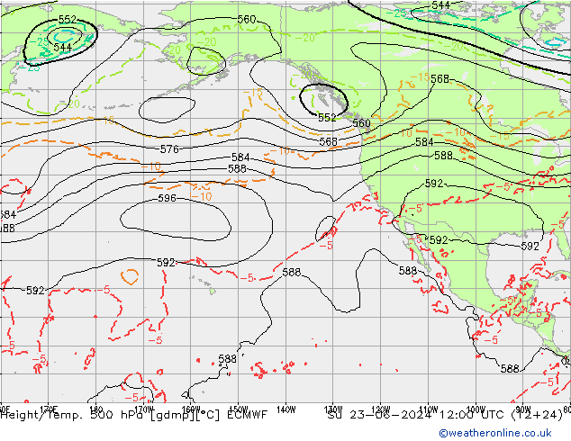 Z500/Rain (+SLP)/Z850 ECMWF  23.06.2024 12 UTC