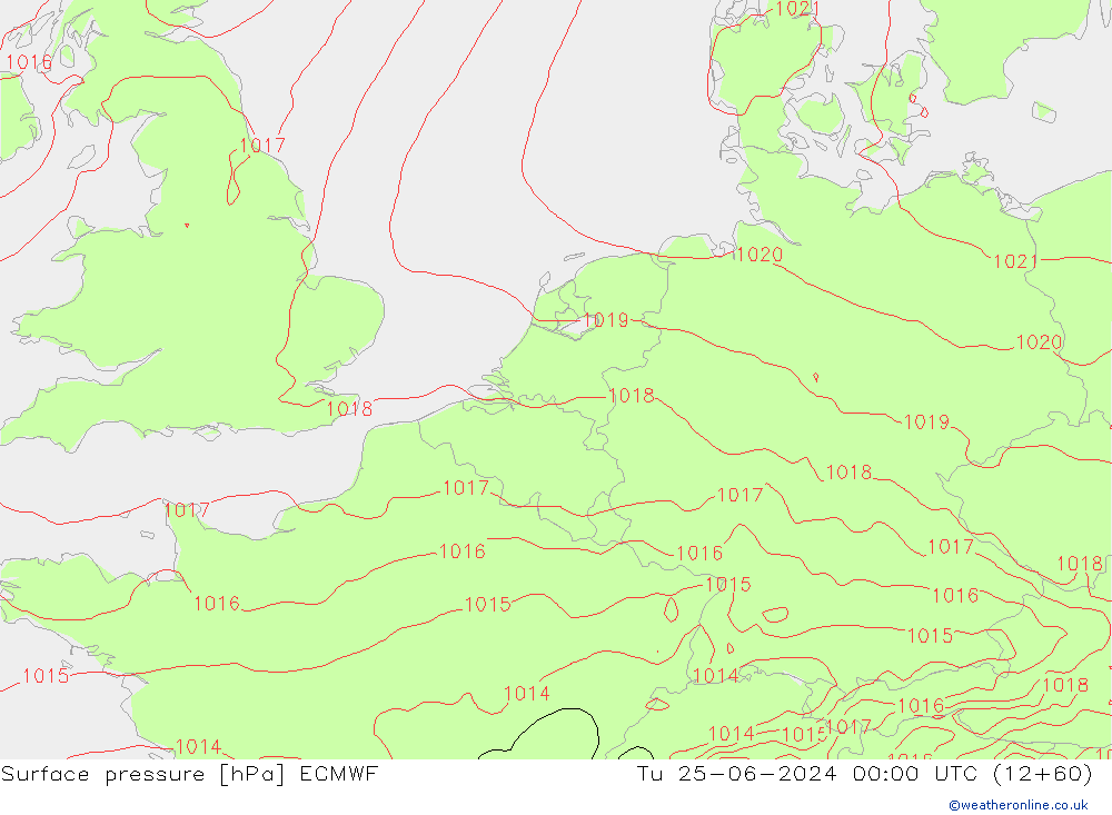 pressão do solo ECMWF Ter 25.06.2024 00 UTC