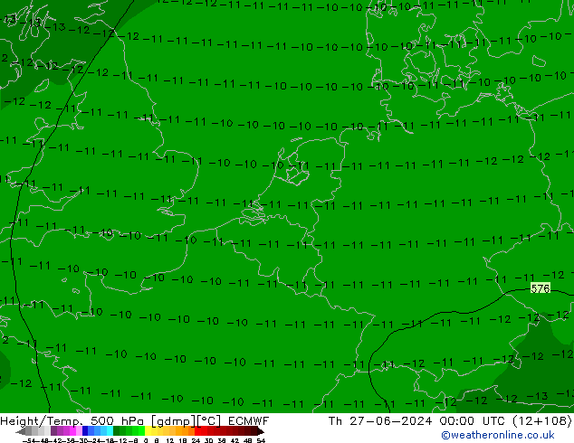 Height/Temp. 500 hPa ECMWF  27.06.2024 00 UTC