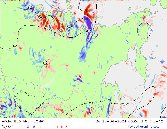 T-Adv. 850 hPa ECMWF Su 23.06.2024 00 UTC