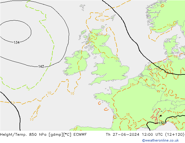 Z500/Rain (+SLP)/Z850 ECMWF  27.06.2024 12 UTC