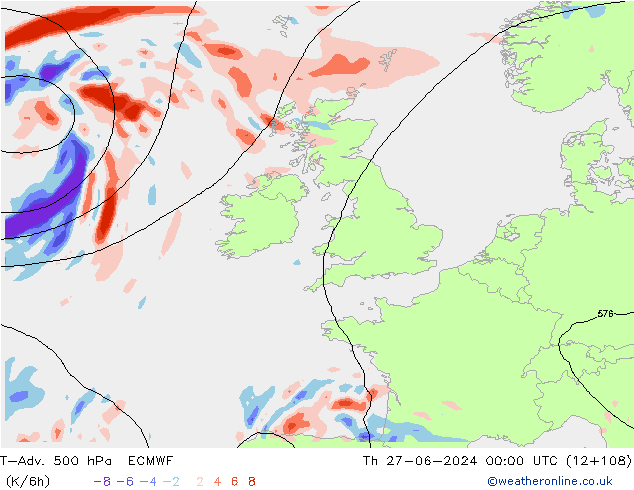 T-Adv. 500 hPa ECMWF  27.06.2024 00 UTC