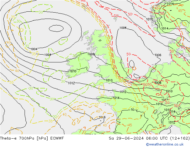 Theta-e 700гПа ECMWF сб 29.06.2024 06 UTC