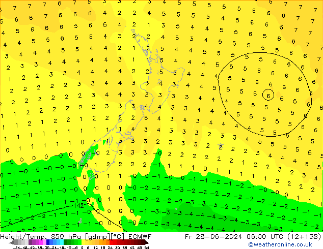 Z500/Rain (+SLP)/Z850 ECMWF vie 28.06.2024 06 UTC