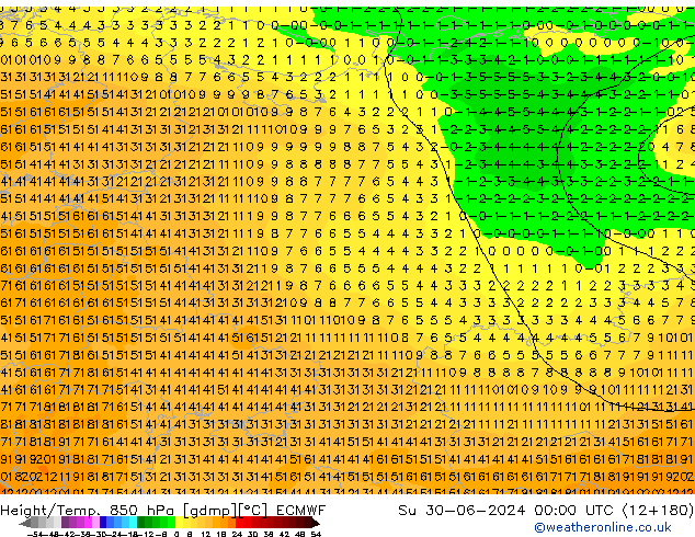 Z500/Rain (+SLP)/Z850 ECMWF Вс 30.06.2024 00 UTC