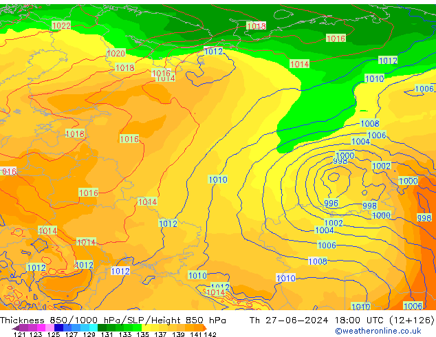 Thck 850-1000 hPa ECMWF Th 27.06.2024 18 UTC