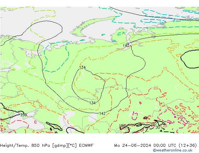 Z500/Rain (+SLP)/Z850 ECMWF Mo 24.06.2024 00 UTC