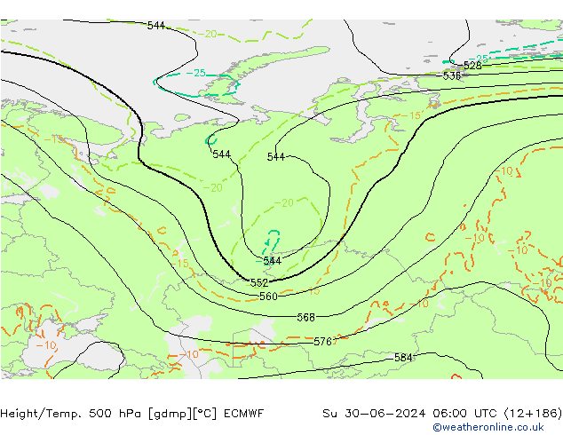 Z500/Rain (+SLP)/Z850 ECMWF nie. 30.06.2024 06 UTC