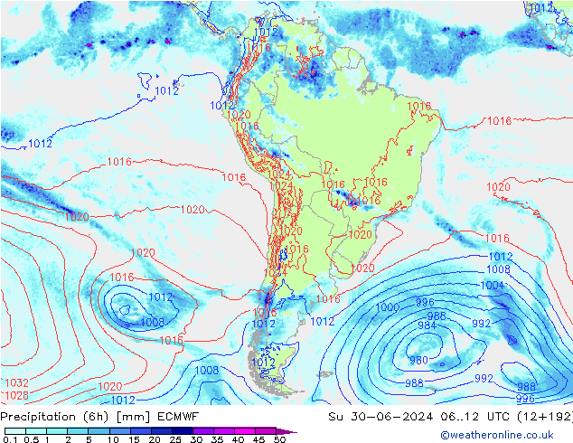 Z500/Rain (+SLP)/Z850 ECMWF So 30.06.2024 12 UTC