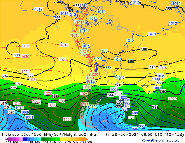 Thck 500-1000hPa ECMWF Fr 28.06.2024 06 UTC