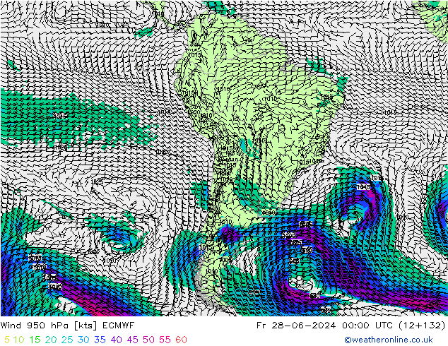 Viento 950 hPa ECMWF vie 28.06.2024 00 UTC