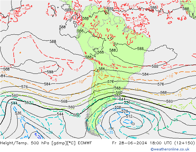 Height/Temp. 500 hPa ECMWF Fr 28.06.2024 18 UTC