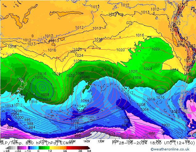 SLP/Temp. 850 hPa ECMWF Fr 28.06.2024 18 UTC