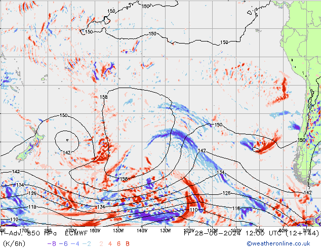 T-Adv. 850 гПа ECMWF пт 28.06.2024 12 UTC