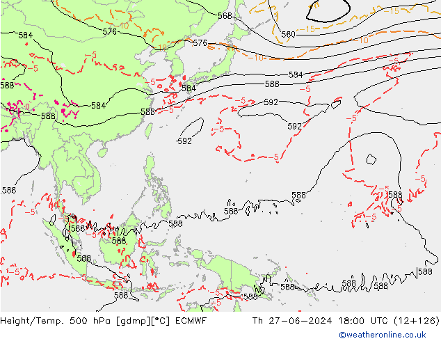 Yükseklik/Sıc. 500 hPa ECMWF Per 27.06.2024 18 UTC