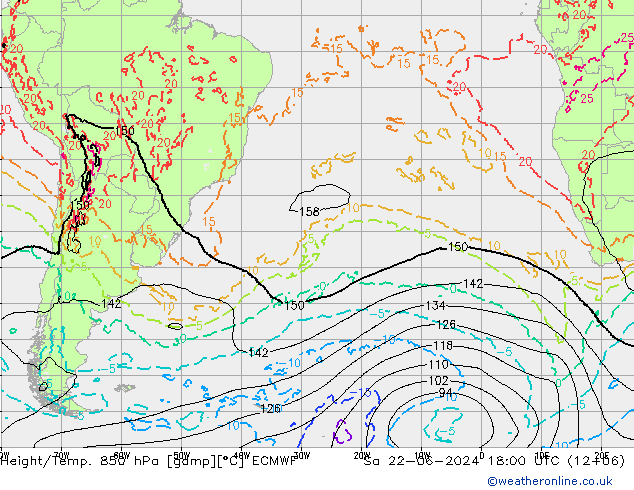 Z500/Rain (+SLP)/Z850 ECMWF Sa 22.06.2024 18 UTC