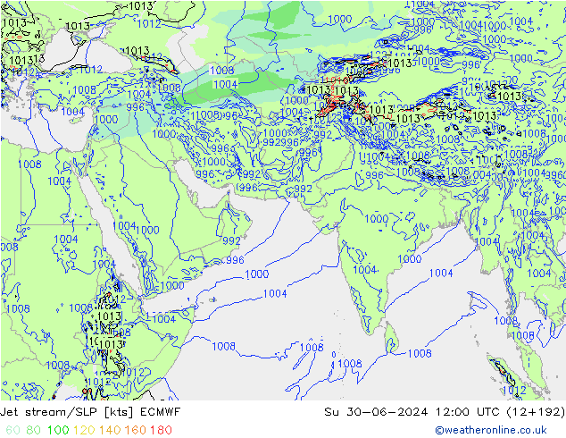 Jet stream/SLP ECMWF Su 30.06.2024 12 UTC