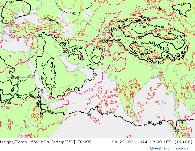 Z500/Rain (+SLP)/Z850 ECMWF so. 22.06.2024 18 UTC