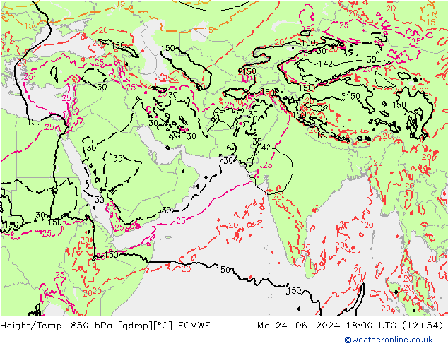 Z500/Rain (+SLP)/Z850 ECMWF Po 24.06.2024 18 UTC