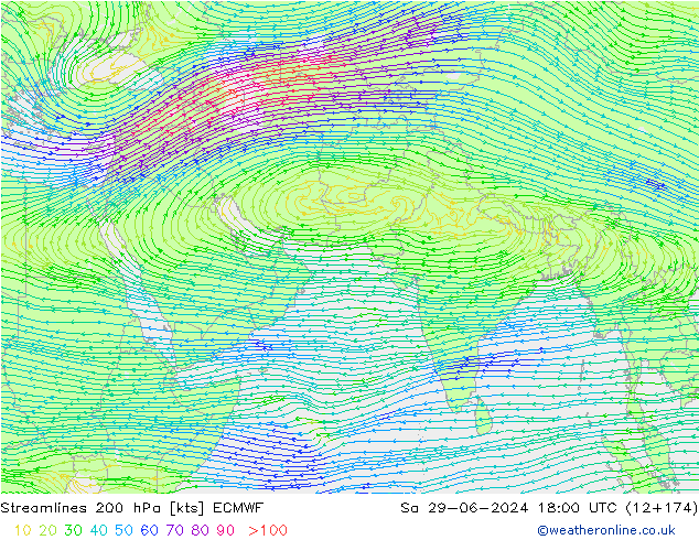 风 200 hPa ECMWF 星期六 29.06.2024 18 UTC