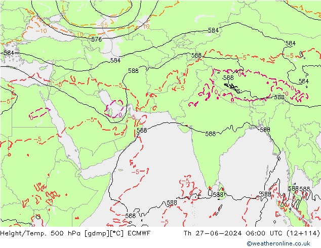 Z500/Rain (+SLP)/Z850 ECMWF Th 27.06.2024 06 UTC