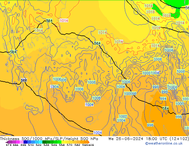 Thck 500-1000hPa ECMWF Qua 26.06.2024 18 UTC