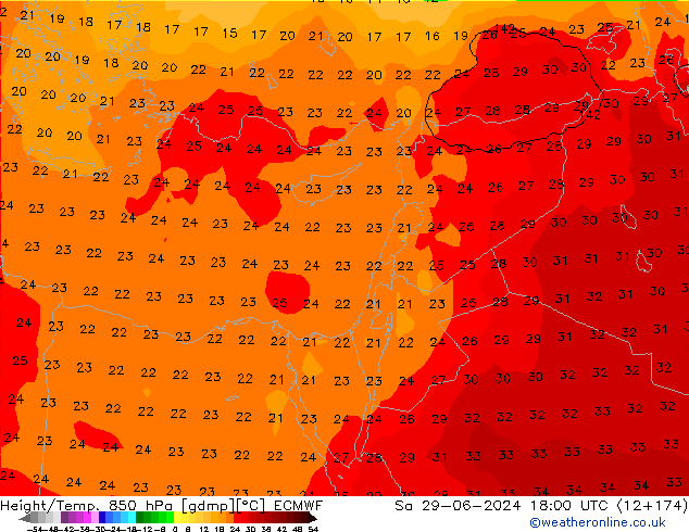 Z500/Rain (+SLP)/Z850 ECMWF so. 29.06.2024 18 UTC