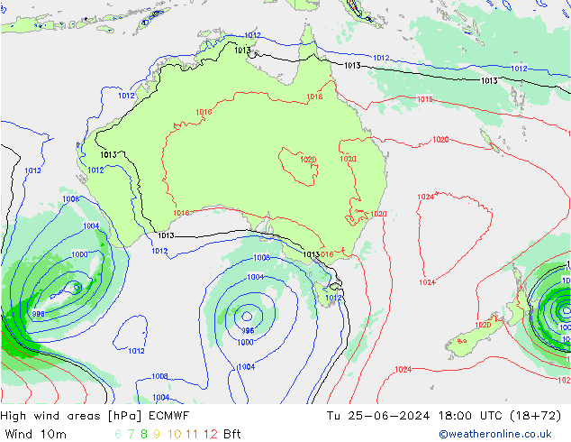 Windvelden ECMWF di 25.06.2024 18 UTC