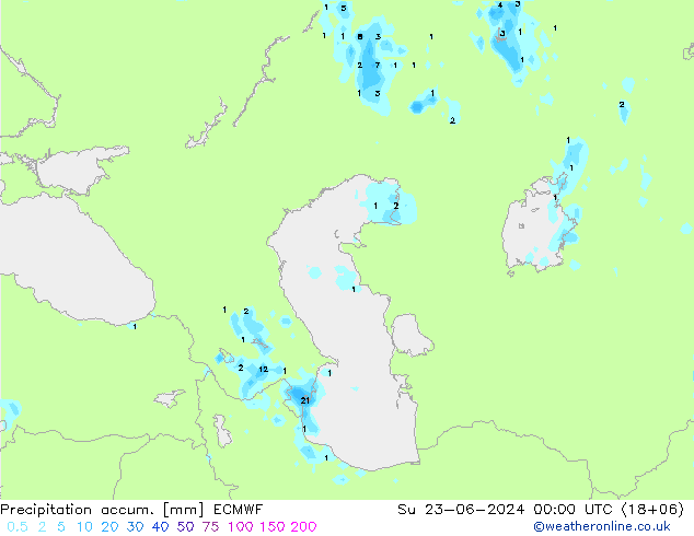 Precipitation accum. ECMWF Su 23.06.2024 00 UTC