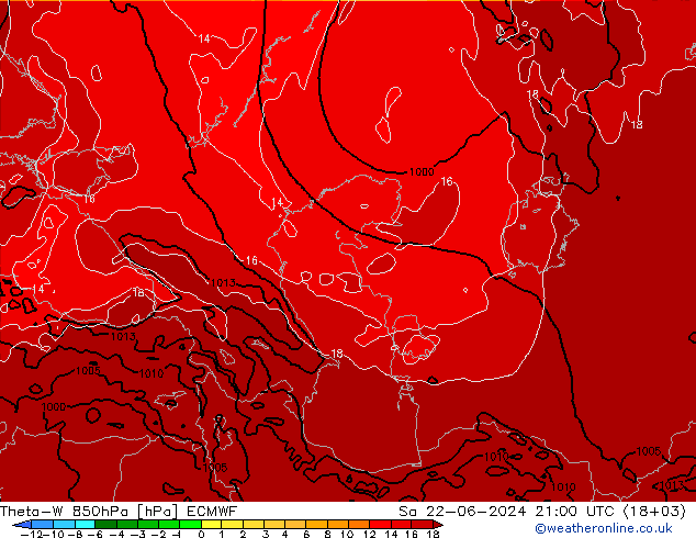 Theta-W 850hPa ECMWF Cts 22.06.2024 21 UTC