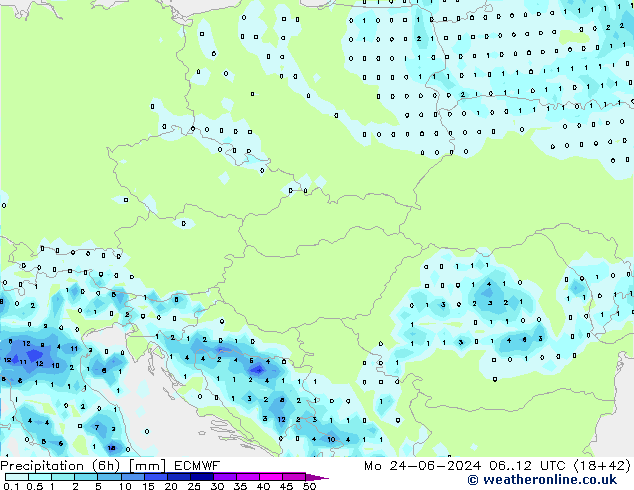 Z500/Rain (+SLP)/Z850 ECMWF пн 24.06.2024 12 UTC