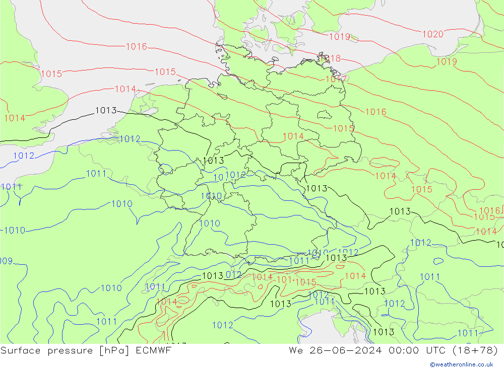 приземное давление ECMWF ср 26.06.2024 00 UTC