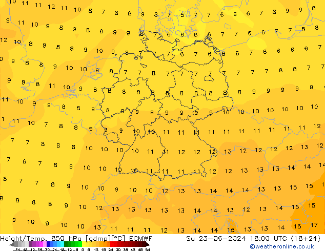 Z500/Rain (+SLP)/Z850 ECMWF Su 23.06.2024 18 UTC