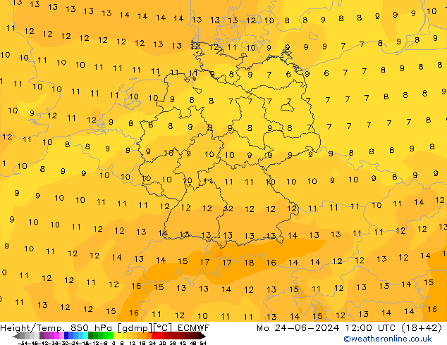 Z500/Rain (+SLP)/Z850 ECMWF lun 24.06.2024 12 UTC