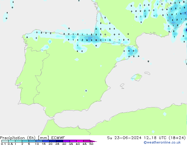 Z500/Rain (+SLP)/Z850 ECMWF dom 23.06.2024 18 UTC