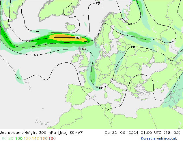 高速氣流 ECMWF 星期六 22.06.2024 21 UTC