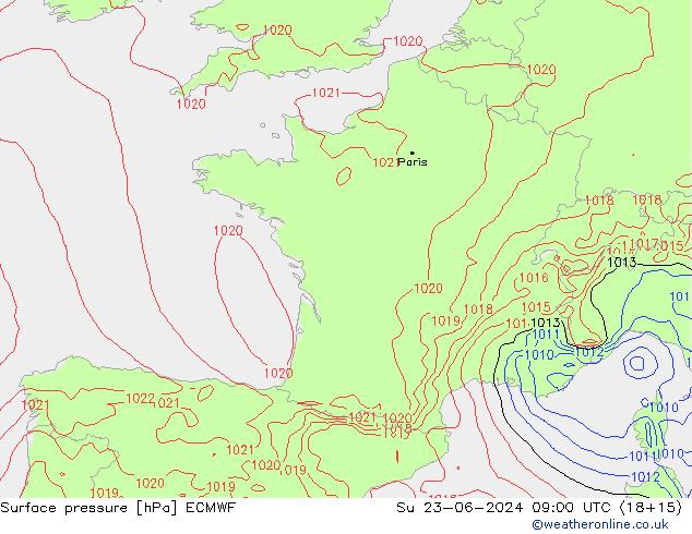 Bodendruck ECMWF So 23.06.2024 09 UTC