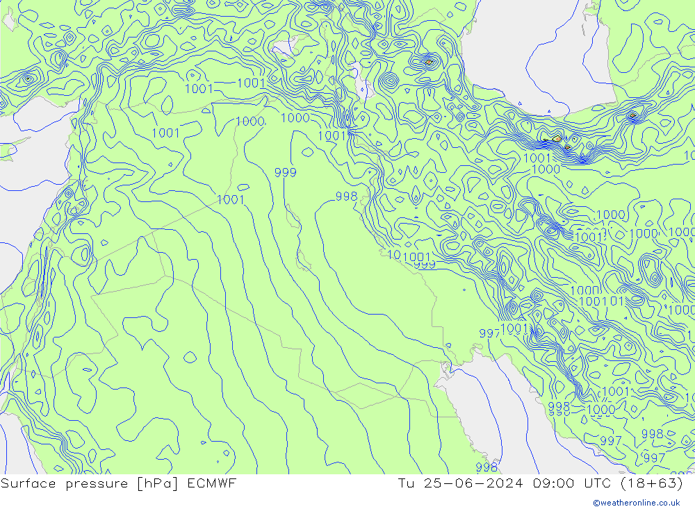 Luchtdruk (Grond) ECMWF di 25.06.2024 09 UTC